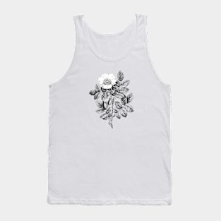 Wild Rose Flower Black & White Illustration Tank Top